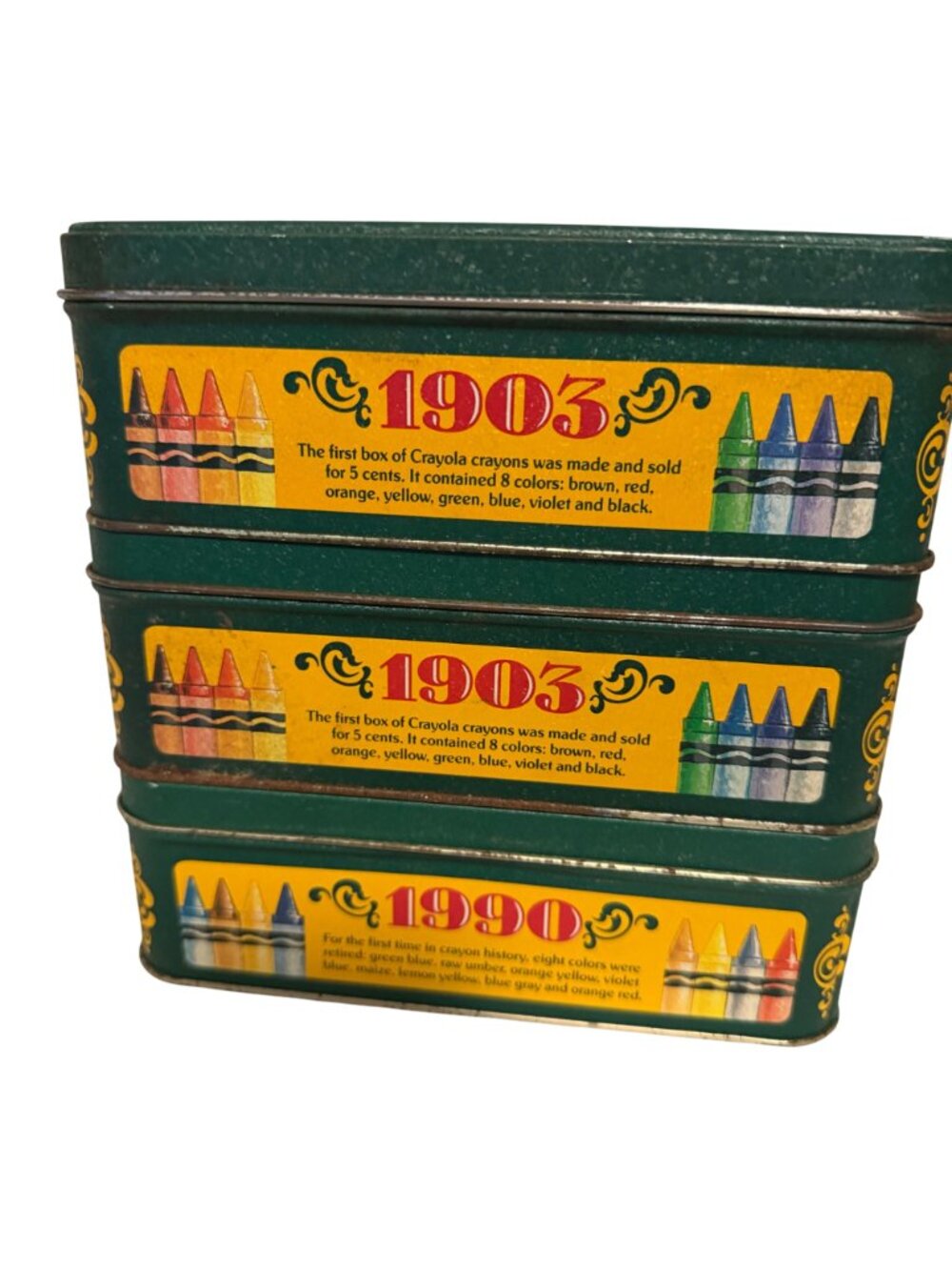 Rusted Crayola Collectors Colors Limited Edition Metal Box Tin Set 3 Vintage Lot - Picture 8 of 9